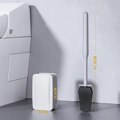 Immagine prodotto di Spazzola per WC in silicone Unyqoos® da montare a parete – nera, spazzola per WC antibatterica con supporto, design innovativo