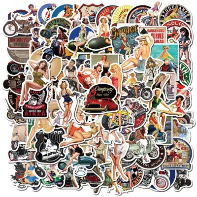 100 Vintage-Sticker, Retro-Mädchen, wasserdicht, Vinyl, 5,1–7,6 cm