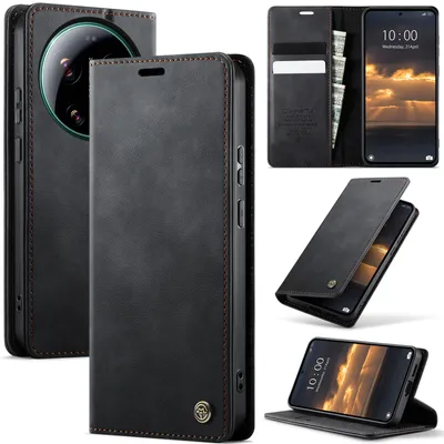 Produktbild von Handyhülle für Xiaomi 17 Ultra Hülle Leder mit RFID Schutzhülle Klapphülle Magnet Kartenfach Standfunktion Schwarz