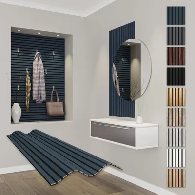 Produktbild von HEXIM Akustikpaneele 118x60cm Holz Comfort - flexible Holzpaneele Platten Lamellenwand MDF Wandpaneele Lamellenverkleidung Wandverkleidung schalldämmend (0.71m² Ocean)