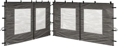Produktbild von 2 Seitenteile aus Polyester mit klarsicht Fenster 300/400x195cm für Pavillon 3x4m Seitenwand Anthrazit RAL 7012 wasserdicht