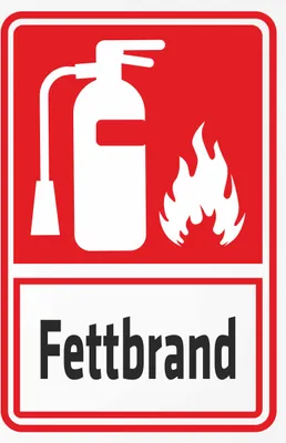 Produktbild von INDIGOS UG - Alu - Dibond Schilder 3mm - Sicherheit - Feuerlöscher Fettbrand - Kombi - 800x600 mm