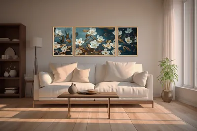 Produktbild von Wallity, Elegantes Dekoratives Wandbild (3 Teile), 50 x 35 cm (2 Stück) & 50 x 70 cm (1 Stück) | 100% MDF (3 mm) & 100% Massivholzrahmen (2 cm) | Perfekt für stilvolle Wohnräume.