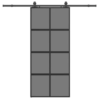 Obrázok produktu pre vidaXL Posuvné dvere s kovaním čierne 90x205 cm tvrdené sklo
