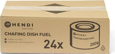 A cardboard box containing multiple chafing dish fuel cans.