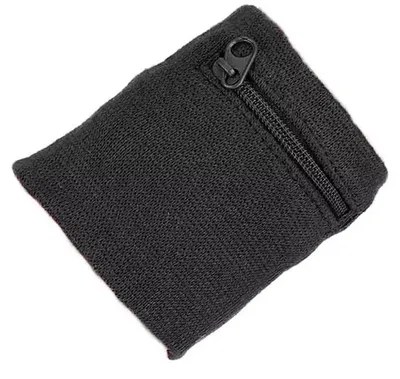 Produktbild von Schwarzes Schweißband mit Reißverschluss – Armband mit Stauraum – Handgelenkschweißband – Reißverschluss – Sportband – Festivalband – Fitness – 8/8 cm – 1 Stück – CHPN