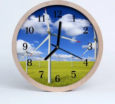 Produktbild von Holzuhr 30fi cm wanduhr - Windmühlen-Feld-Landschaft