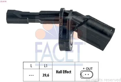 Produktbild von FACET ABS Sensor Raddrehzahl Hinten Rechts für VW TIGUAN (5N) 21.0174