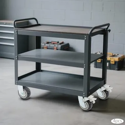 Produktbild von 4 Stück Schwerlast-Lenkrollen bis 250 kg | 4 Bremsrollen, PU, 360° drehbar, für Möbel und Werkbänke