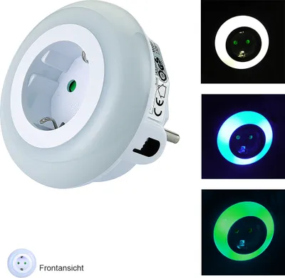 Produktbild von LED Nachtlicht-Steckdosen-Adapter Orientierungslicht LED-Licht mit Dämmerungssensor und Steckdose Stimmungslicht