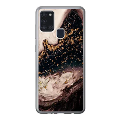 Produktbild von MuchoWow® Handyhülle Schutzhülle Hülle für Samsung Galaxy A21s Naturstein - Gold - Schwarz Silikon Softcase Handy Hülle - Hartschale