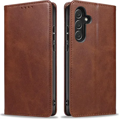 Produktbild von Handyhülle für Samsung Galaxy S24 Kunstleder Flip Cover Hülle Handytasche Case Kartenfach Farbe: Dunkelbraun