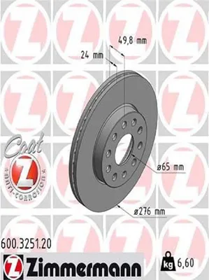 Immagine prodotto di 2x disco freno ZIMMERMANN 600.3251.20 per VW Golf VII Variant (BA5 BV5) 50mm