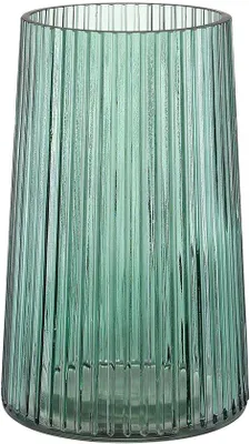 Immagine prodotto di Vaso da fiori in vetro verde, 20 cm, a coste, moderno