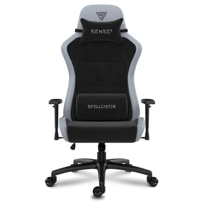 Produktbild von SENSE7 Gamingstuhl Spellcaster FUKU XL Alcantara Schwarz Grau - Ergonomischer Bürostuhl Schreibtischstuhl bis 160kg mit Wippfunktion Chefsessel