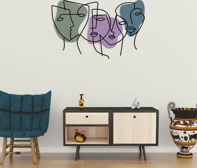 Immagine prodotto di Wallity, Kubizm 27, Accessorio decorativo da parete in metallo, METALLO, Multicolore, 70 x 50 cm