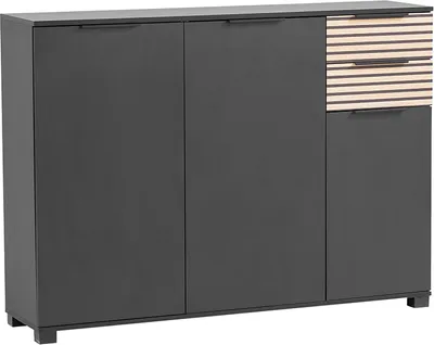 Produktbild von Schuhschrank modern in schwarz matt mit Eiche Natur ALTAMURA-80