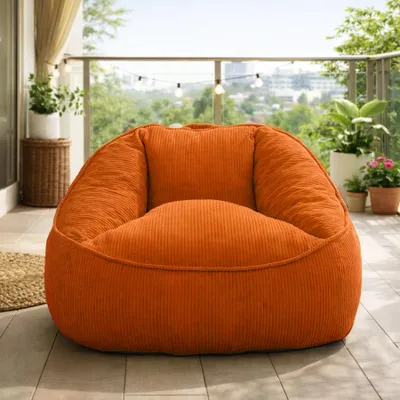 Produktbild von Übergroßer Sitzsack für Erwachsene, Füllung aus Schaumstoffflocken, flauschiges Bodensofa, birnenförmig, Orange