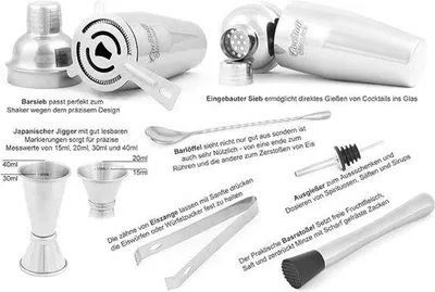 Produktbild von Famanu Cocktailset Professionelles Shakerset - Japanische Messbecher, 700 ml