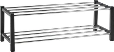 Schuhregal - Schwarz - Metall - B 80 cm - 2 Ablagen