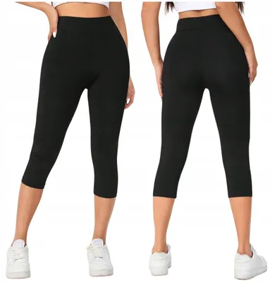 Produktbild von Damen Leggings 3/4 - Hoher Bund - Größe S - Schwarz - Capri Sport Tights Fitness