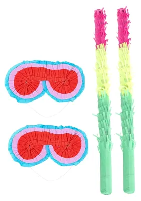 Produktbild von 4 Piñata-Stäbe und Brillen aus Papier für bunte Partys