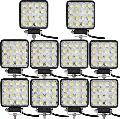 Produktbild von Greenmigo 10 Stücke 48W Strahler Scheinwerfer Offroad Strahler Reflektor LED Arbeitslicht Schwarzguss Aluminium IP67
