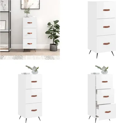 Produktbild von vidaXL Sideboard Hochglanz Weiß 34,5x34x90 cm Holzwerkstoff - Sideboard - Sideboards - Schrank - Schränkchen