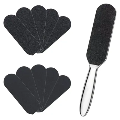 Produktbild von Hornhautfeile mit 10 Ersatz-Schleifpapierpads, wiederverwendbar, Fußpflege, für trockene Haut