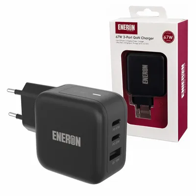 Produktbild von ENERON GaN 67W SuperSchnell-Ladegerät 2xUSB-C 1xUSB-A