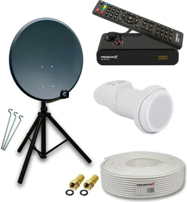 Produktbild von PremiumX Camping SAT Anlage 60cm Antenne Single LNB Kabel Stativ Receiver