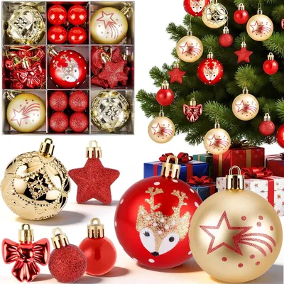Image de Boules de Noël, ensemble de 35 pièces, différentes couleurs, décoration pour le sapin de Noël