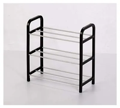 Produktbild von Schuhregal für 6 Paar Schuhe 40 x 19 x 42 cm Schuhablage schwarz-silber