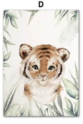 Produktbild von Poster Kinderzimmer Dschungel Tiere · Kinder Name Personalisiert · Kinderzimmer Bilder · Wand Deko · Kunst Druck · Deko Print · ohne Rahmen · Motiv D · 60×90 cm