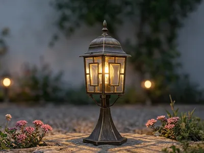 Produktbild von Sockelleuchte 47cm, E27 LED Gartenlaterne zur Garten Wegbeleuchtung Rostoptik