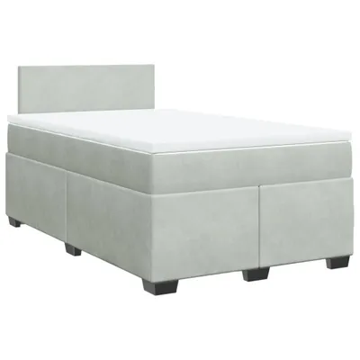 Produktbild von Boxspringbett mit Matratze Hellgrau 120x190 cm Samt