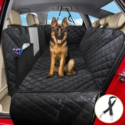 Immagine prodotto di Tappetino per cani per il sedile posteriore dell'auto - Tappetino per cani - Coprisedile posteriore – Tappetino per cani - Nero - 137 x 147 cm
