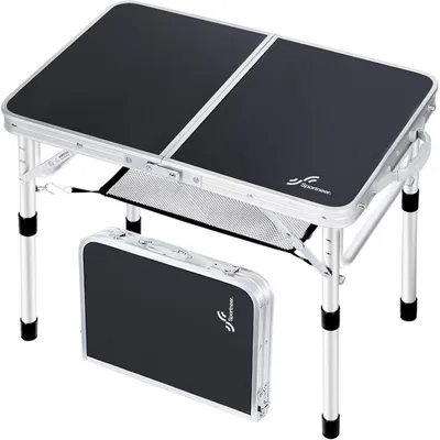 Produktbild von Klapptisch höhenverstellbar 60x40cm Schwarz mit Netzablage