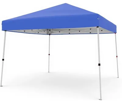 Obrázek produktu pro Skládací pavilón 3x3 m - Nafukovací zahradní stan - 600D Oxford, vodotěsný s UV ochranou - 4 boční stěny ze síťoviny - Hliníková konstrukce - Přenosné pouzdro - Modrá barva