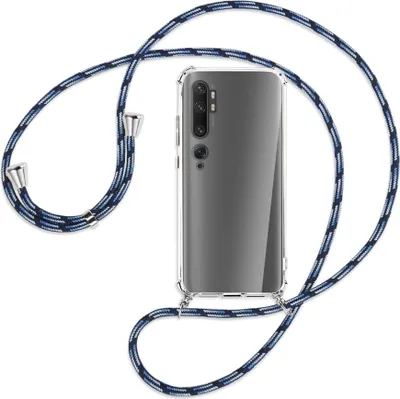 Produktbild von Handykette Backcover-Schutzhülle mit Band (Metall silberfarben) für Xiaomi Mi Note 10 (Pro) - Blautöne