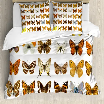 Produktbild von ABAKUHAUS Schmetterling Bettbezug, Schmetterlings-Wunder-Flügel, Milbensicher Allergiker geeignet mit Kissenbezügen, 155 cm x 220 cm - 80 x 80 cm, Mehrfarbig