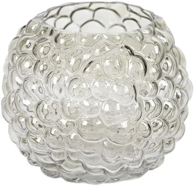 Imagen del producto de Jarrón de cristal, forma esférica, color gris, diámetro de 24 cm, altura de 21,5 cm, para flores