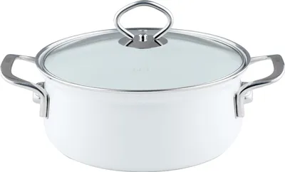 Produktbild von Riess Kasserolle mit Glasdeckel 16 cm 1 Liter aus Emaille in Articweiss