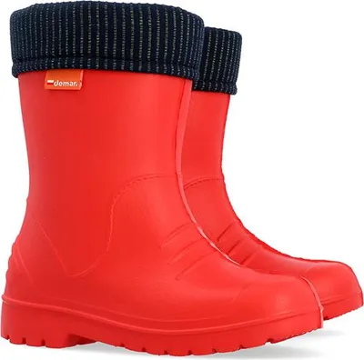 Produktbild von DEMAR Kinder Gummistiefel DINO Gefüttert Regenstiefel mit Einlage Ultraleicht Rot 24/25