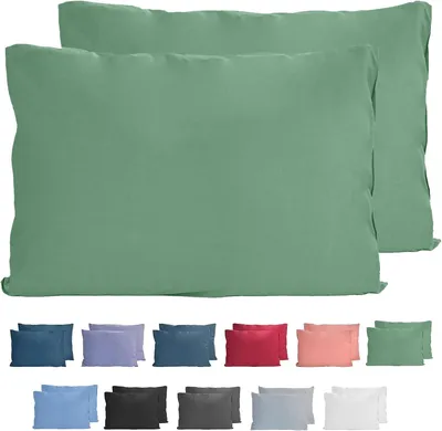 Produktbild von Komfortec 100% Baumwolle Kissenbezüge 2er Set 40x60 cm, Superweicher Premium Jersey Kopfkissenbezug 150 g/m², Kissenhülle, Grün