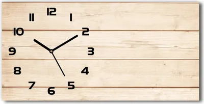 Produktbild von Wanduhr aus Glas – 60x30 cm - Glasbild - Glasuhr - Gehärtetes Glas - schwarze-zeiger - Holzuntergrund