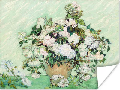 Produktbild von MuchoWow® Poster Vase mit Rosen - Vincent van Gogh 80x60 cm - Kunst für zu Hause