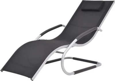 Image de Chaise longue avec oreiller Aluminium et textilène noir