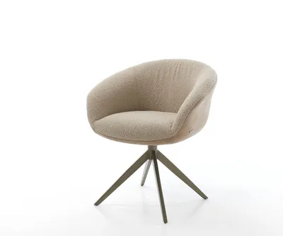 Produktbild von DELIFE Drehstuhl Vinka-Flex mit Armlehnen Materialmix Schlamm Kreuzgestell breit Effektfinish Titan 360° drehbar Taschenfederkern