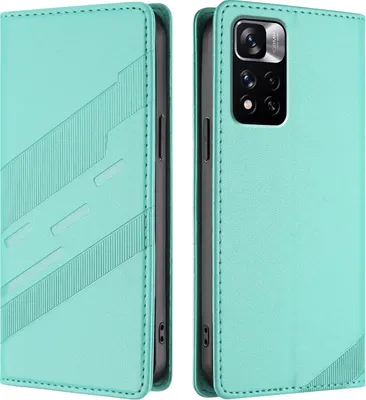 Produktbild von Hülle für Xiaomi Redmi Note 11 Pro+ 5G, Kunstleder Brieftaschen Handyhülle mit Kartenfach und Standfunktion Türkis